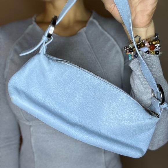 Express Handbags - Vintage Express Genuine Blue Leather Shoulder Bag 90s vibe Y2K